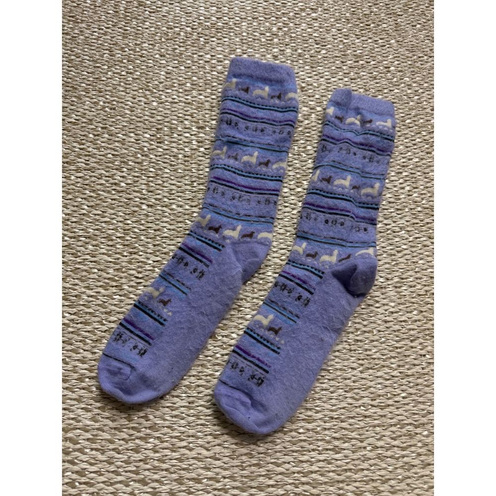 Peruvian Link Purple Llama Fair Isle Alpaca Socks Womens size 7-9.5
